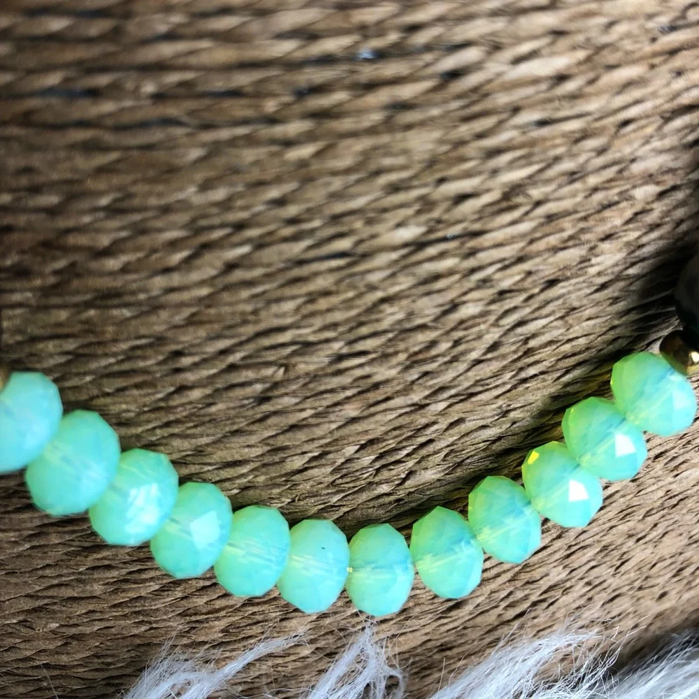 Art glass and‎ metal bead brass chain necklace